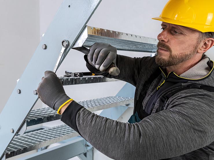 Montage einer Metalltreppe